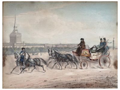 ANTIQUE 1843 RUSSIAN PAINTING BY NIKOLAI SVERCHKOV. Nikolai Yegorovich Sverchkov, Russian, 1817 