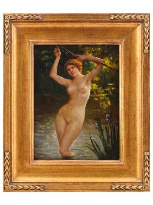 NUDE PORTRAIT OIL PAINTING AFTER CHARLE A LENOIR. Laura E. Cassidy, American, 20th century 