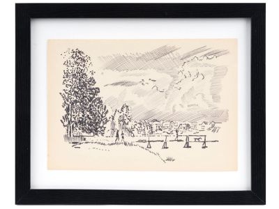RUSSIAN LANDSCAPE PEN PAINTING BY BORIS SVESHNIKOV. Boris Petrovich Sveshnikov, Russian Soviet 