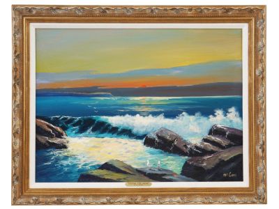 AMERICAN OCEAN VIEW OIL PAINTING BY VAL MCGANN. Val McGann, Irish, American, 1928 to 2016, oil 
