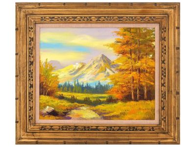MID CENTURY AMERICAN LANDSCAPE PAINTING UNSIGNED. A mid century American landscape painting 