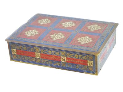 ANTIQUE CALDWELL BRONZE CHAMPLEVE ENAMEL TRINKET BOX. An antique late 19th to early 20th century 