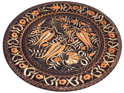 TURKISH OTTOMAN MANNER ETCHED COPPER WALL PLATE. A Turkish Ottoman Empire manner copper wall 