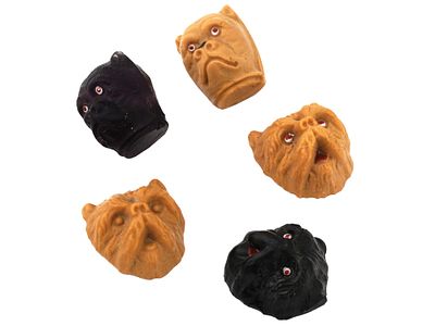 VINTAGE DECORATIVE PAINTED RESIN DOG HEADS. A lot of vintage hand-painted resin dog heads. A 