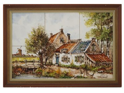 DUTCH DELFT HAND PAINTED TILES SIGNED BY ARTIST. Vintage Dutch Delft hand painted tiles 