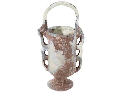 ANCIENT ROMAN GLASS BASKET FIGURINE CA 100 TO 300 AD. An ancient Roman glass miniature basket 