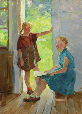 Ездаков В.Д. (1929 г.р.) - На даче. СССР, 1970-е годы. Холст, масло. 61,5 Х 44,5 см