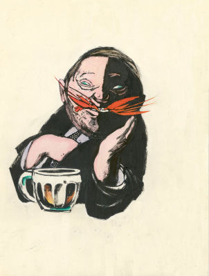 Пророков Б.И. (1911 - 1972 гг.) - 2 рисунка. - Рисунок к фельетону "Питомец муз". СССР, 1956 год. 