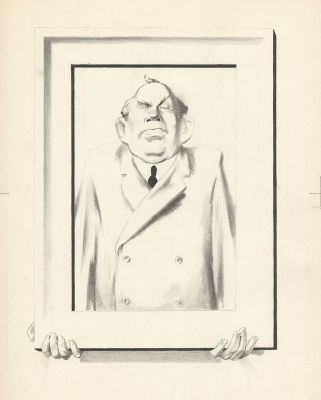 Пророков Б.И. (1911 - 1972 гг.) - Две карикатуры. -"Мужчина в пиджаке" СССР, 1940е-1950е. Бумага 