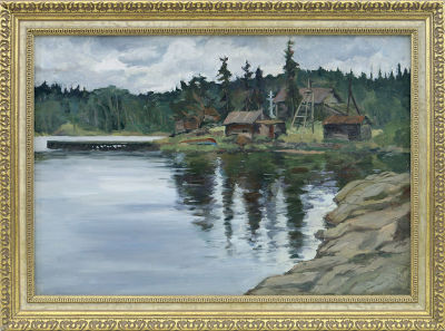 Дудник А.Т. (1944 г.р.) - Валаам. СССР, 1980-е годы. Картон, масло. 35 Х 50 см. Современная рама.