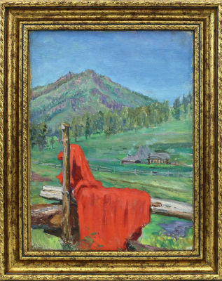 Павлов О.Б. (1921 г.р.) - Этюд к картине "Почтальон на Алтае". СССР, 1968 год. Холст, картон 