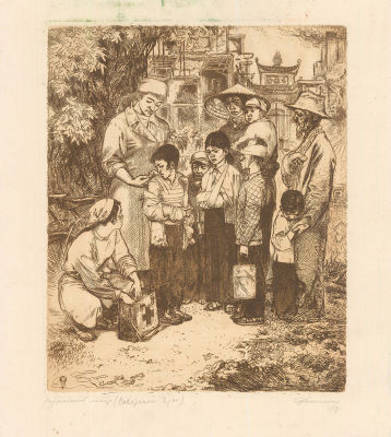 Данченко А.Г. (1926 г.р.) - Советский врач. СССР, 1973 год. Бумага, офорт. 47,2 Х 42,5 см. Подпись 