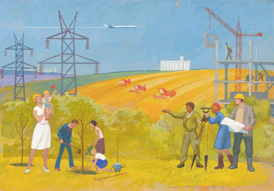 Сапач Н.Д. (1923–ок. 2010) - Для светлого будущего. СССР, 1960-е. Картон, гуашь. 50 Х 69,8 см. 