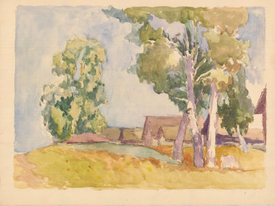 Рождественский Б.Т. (1903-1991) - В деревне. СССР, 1960-е годы. Бумага, акварель. 30 Х 40 см. 