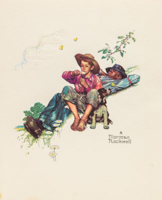Роквелл Н. (1894-1978) - Репродукция с литографии "На отдыхе". США, вторая половина ХХ века. Бумага 