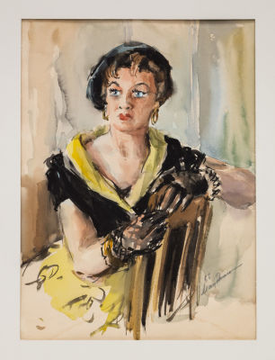 Мацедонский Н. А. (1911–1981) - Портрет актрисы Смирениной М.П. СССР, 1956 год. Бумага, акварель. 