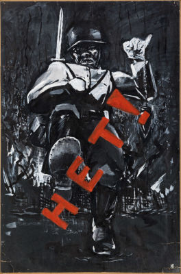 Полянский Н. П. (1894-?) - Фашизм не пройдет!. СССР, 1940-е годы. Бумага, темпера, белила. 76 Х 50 