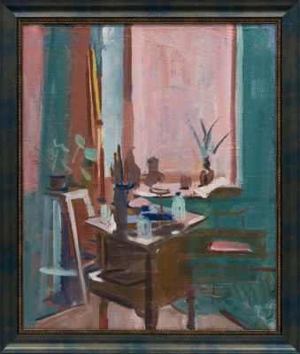 Фонин А. Е. (1948 г.р.) - В мастерской. СССР, 1976 год. Холст, масло. 57 Х 46,5 см. В раме 
Фонин 