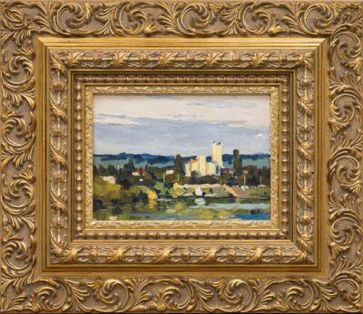 Соколов И. В. (1921-1995) - Майкоп. Водохранилище. Этюд. СССР, 1961 год. Картон, масло. 17 Х 20 см. 