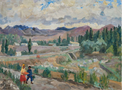 Горчакова Т. А. (1906-1988) - Чолпон-Ата. На базар. СССР, 1970-е годы. Холст, масло. 60 Х 80 см. 