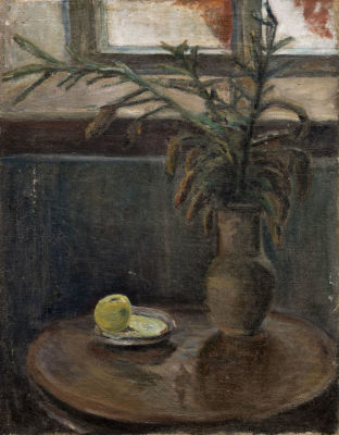 Полянский Н. П. (1894-?) - Натюрморт с ветками в крынке. СССР, 1940-е годы. Холст, масло. 78 Х 62 