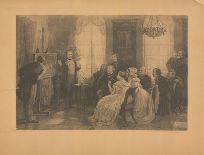 Данилова В.В. (1906 - 1998 гг) - Офорт "Федотов в Москве". Данилова В. и Дмириев О. СССР 