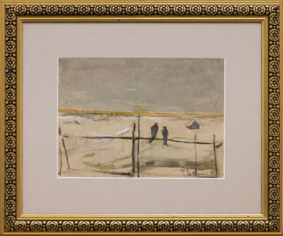 Неизвестный художник - Птицы на изгороди. СССР, 1930-е годы. Бумага, акварель. 16,5 Х 22.5 см (в 