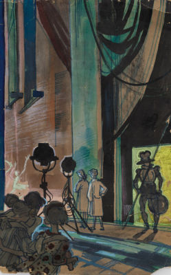 Гапоненко А.Т. (1933 г.р.) - Мосфильм. СССР, 1960-е годы. картон, масло. 80 Х 50 см. Повреждения по 