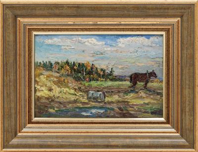 Безикович Б.Н. (1917 -1978 годы) - Этюд с лошадкой. СССР, 1940-1950-е годы. Картон, масло. 18 Х 26 