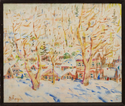 Тягунов В.П. (1907-1982гг) - Деревня. СССР, 1960-е годы. Картон, акварель. 47 Х 56 см. Подпись 