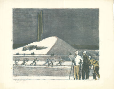 Ройтер М.Г. (1916–1993 гг.) - Зимний день. СССР, 1984 год. Бумага, литография. 52 Х 60 см. Подпись 