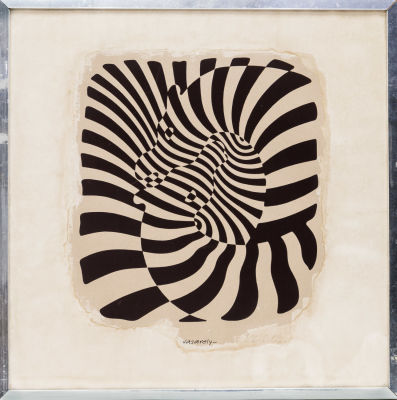Вазарели В. (1906-1997 гг.) - Литография "Зебры". 50 Х 50 см (лист). Подпись литографирована внизу 