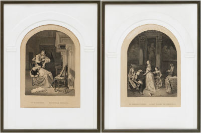 Две гравюры. Западная Европа, XIX в. Бумага, офорт. 20 Х 18 см (в свету). Рама, паспарту