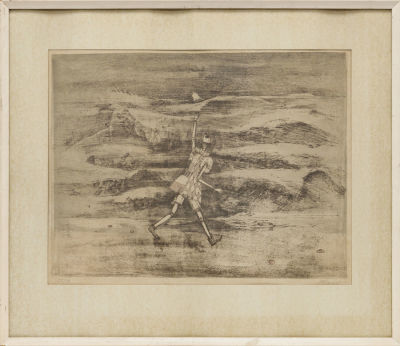 Купер Ю. Л. (1940 г.р.) - Пьеро. СССР, 1970-е годы. Бумага, офорт. 43 Х 54 см (в свету). Подпись 