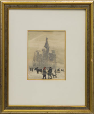 Неизвестный художник - На Красной площади. Россия, первая пол. ХХ века. Бумага, акварель, 