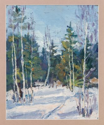 Безикович Б.Н. (1917 -1978 годы) - Январь. СССР, 1951 г. Картон, масло. 29 Х 23 см (в свету). 