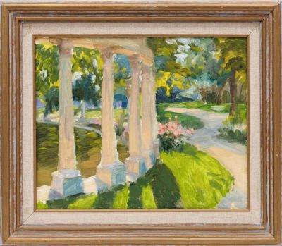 Ларионов И. П. (1967 г.р.) - Парк Монсо. 1998 год. холст на картоне, масло. 46 Х 38 см. В раме 