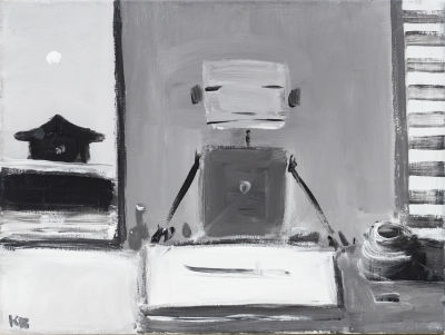 Батынков К.А. (1959 г.р.) - Из серии "Роботы". Россия, 2006 г. Холст, акрил. 30 Х 40 см. Подпись и 