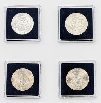 Набор монет полдоллара США. Подарочный набор, состоящий из 4 монет в деревянной коробке с 