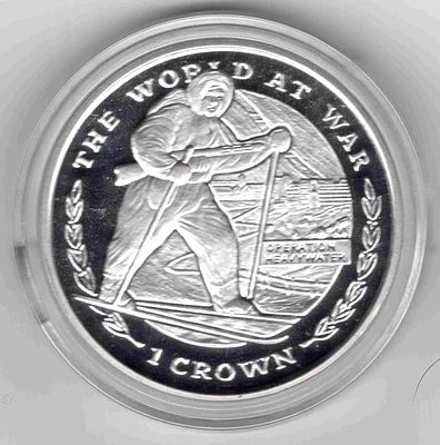 1 крона. Гибралтар. 1999 
Серебро, качество чеканки ПРУФ. В капсуле. 
Монета посвящена операции 