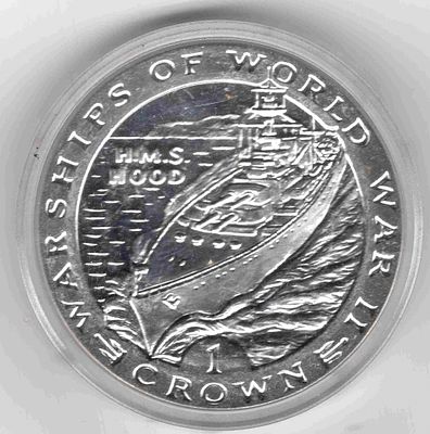 1 крона . Гибралтар. 1993 
Гибралтар 1 крона 1993 Корабль Второй мировой войны - HMS Hood Худ 