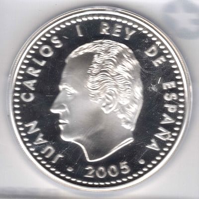 10 евро. Испания. Изображение Хуана Карлоса, короля Испании. Серебро.