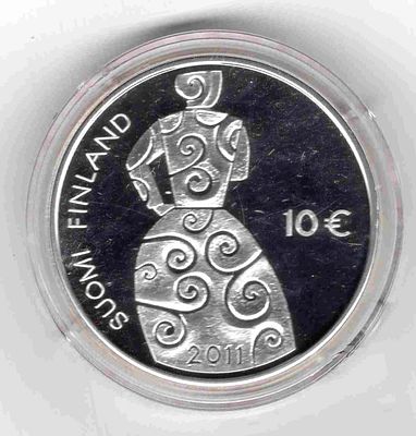 10 евро Финляндия. 2011 Хелла Мария Вуолийоки, финская писательница Серебро 925 вес 25,5. Тираж 7 000