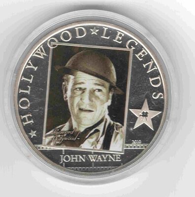 5 долларов. Актеры Голливуда. Джон Вейн (Уэйн). 2010 
Серебро 925. 25 грамм