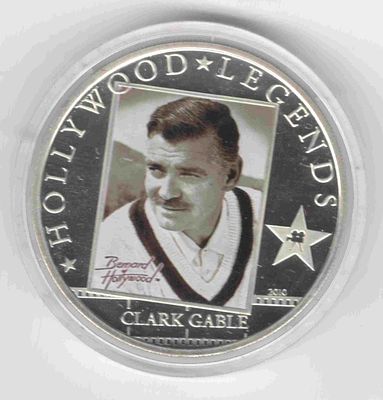 5 долларов. Актеры Голливуда. Кларк Гейбл. 2010 
Острова Кука. Серебро 925 
25 граммов