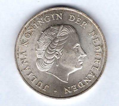 2, 5 гульдена. Нидерландские Антилы. 1964 
Серебро. Вес монеты 25 гр.