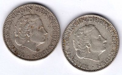 Подборка гульденов. Нидерланды. 1953, 1957 
Серебро