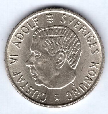 2 кроны. Швеция. 1958 
Регулярный чекан. Серебро.