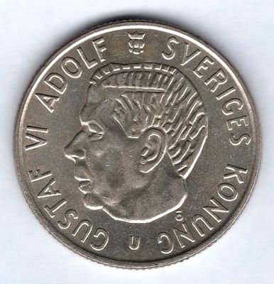 2 кроны. Швеция. 1963 
Регулярный чекан. Серебро