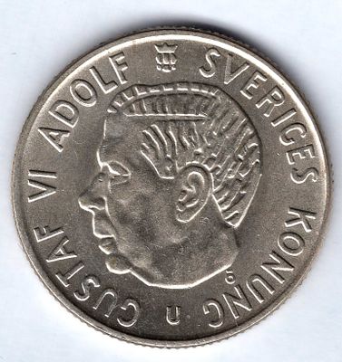 2 кроны. Швеция. 1966 
Регулярный чекан. Серебро.